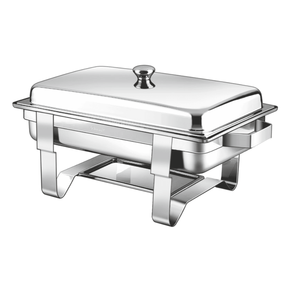 Premium Range Stainless Steel Rectangular Lift Top Chafing Dish with Lid, Stackable, 14 Liters