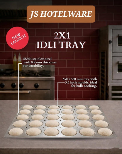 Stainless Steel 2/1 Idli Tray for Combi Oven, 30 Idlis, 3.5" Diameter, 25.6" x 20.8", SS 304