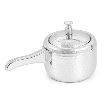 Stainless Steel Hammered Serving Cooker with Lid, 1000ml